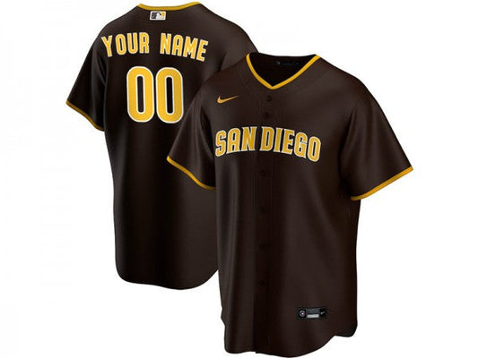 Custom San Diego Padres Cool Base Jersey Brown