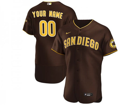 Custom San Diego Padres Flex Base Jersey Brown