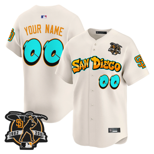 Custom San Diego Padres Jersey Graffiti Barrio Edition Limited Stitched Cream