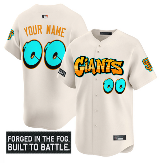 Custom San Francisco Giants Jersey Graffiti Fog City Drop Stitched Cream