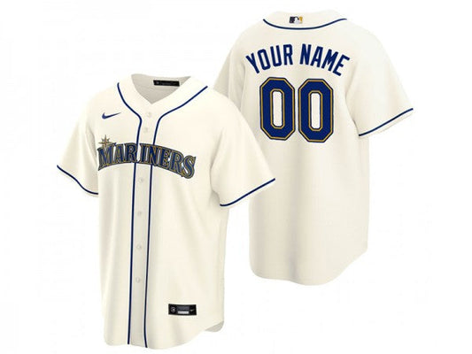 Custom Seattle Mariners Cool Base Jersey Cream