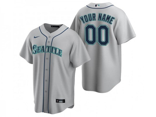 Custom Seattle Mariners Cool Base Jersey Gray
