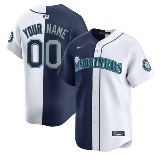 Custom Seattle Mariners Home Away Split Jersey All Stitched