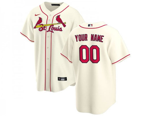 Custom St. Louis Cardinals Cool Base Jersey Cream