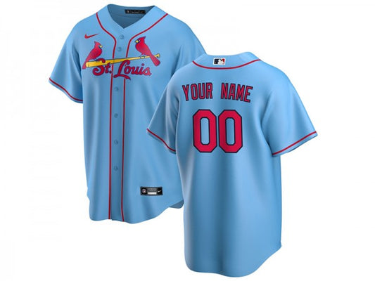 Custom St. Louis Cardinals Cool Base Jersey Light Blue