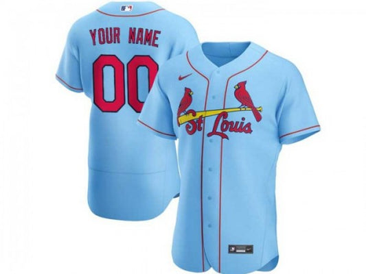 Custom St. Louis Cardinals Flex Base Jersey Light Blue