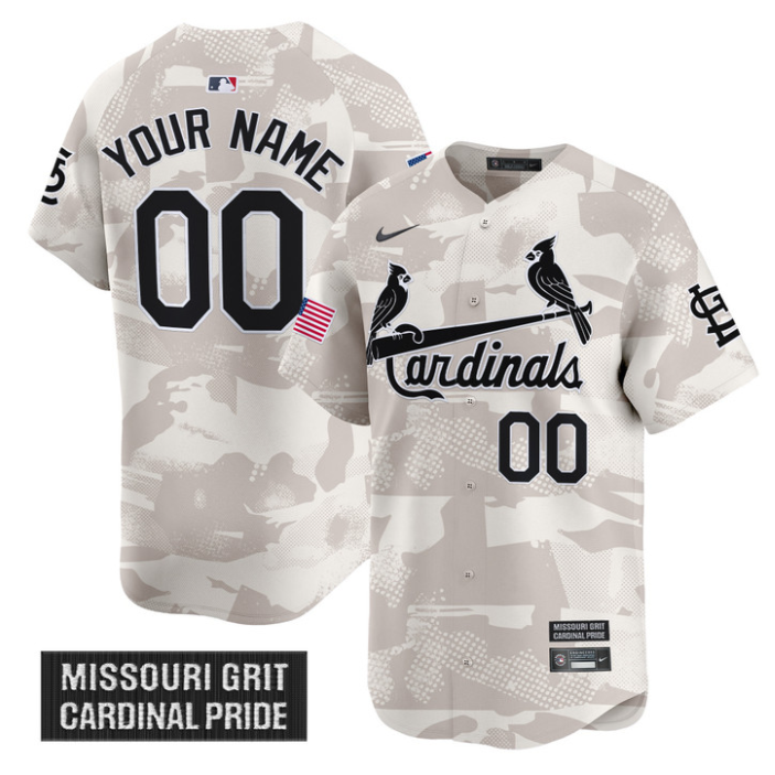 Custom St. Louis Cardinals Jersey 2025 Armed Forces Day Vapor Stitched Camo