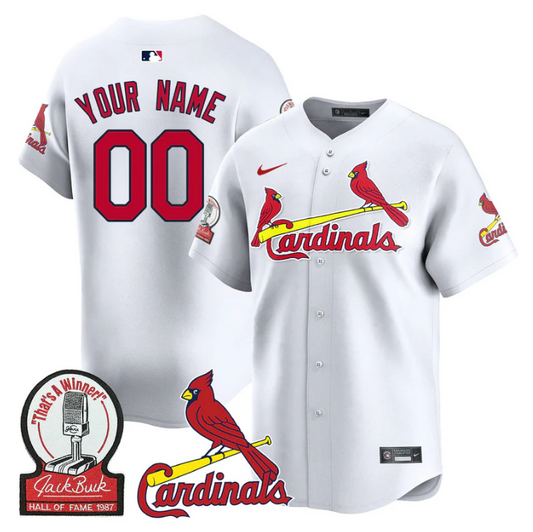 Custom St. Louis Cardinals Jersey Name, Number Jack Buck Limited Stitched White