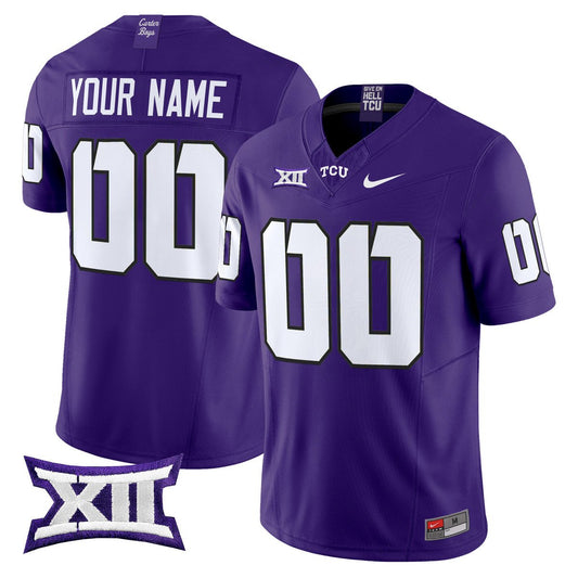 Custom TCU Horned Frogs Jersey Name, Number 2025 Vapor Limited Stitched Purple