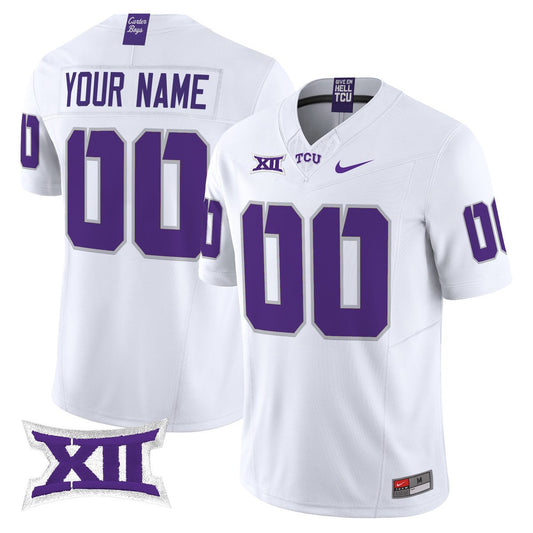 Custom TCU Horned Frogs Jersey Name, Number 2025 Vapor Limited Stitched White