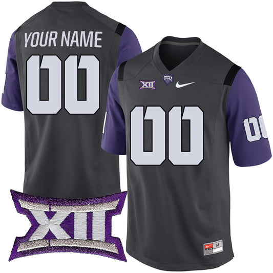 Custom TCU Horned Frogs Jersey Name and Number College Football Anthracite – All Stitched