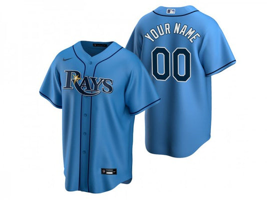 Custom Tampa Bay Rays Cool Base Jersey Light Blue