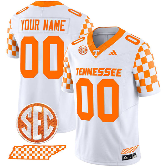 Custom Tennessee Vols Jersey Rebrand 2026 Checkerboard Stitched White