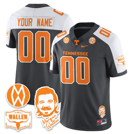 Custom Tennessee Vols Jersey Name, Number Morgan Wallen 2025 Stitched Gray Alter