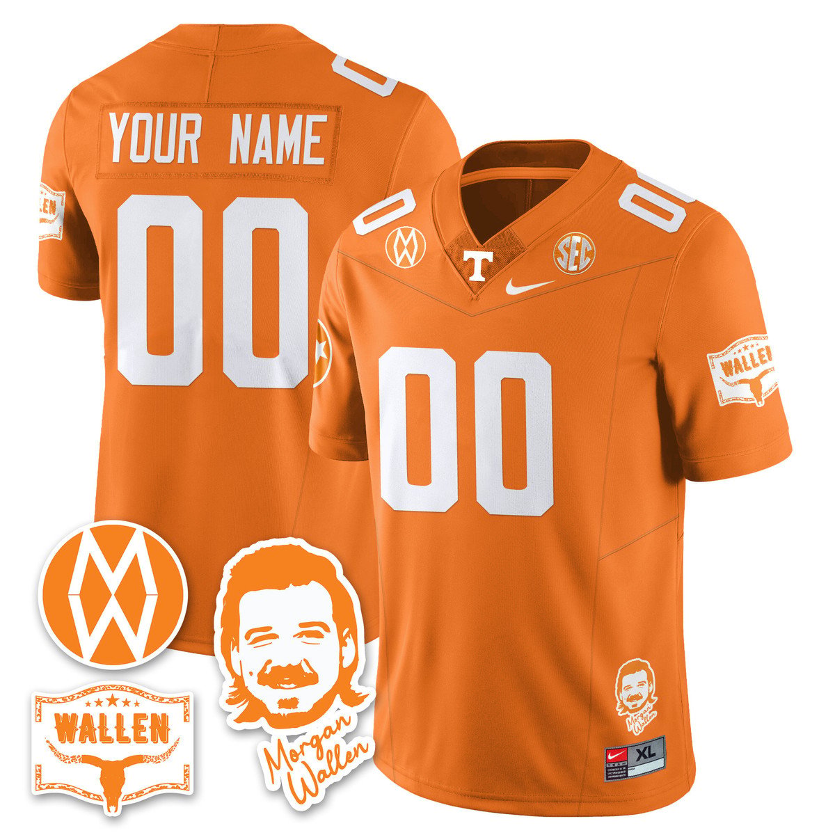 Custom Tennessee Vols Jersey Name, Number Morgan Wallen 2025 Stitched Orange