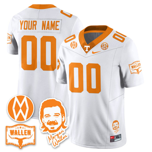 Custom Tennessee Vols Jersey Name, Number Morgan Wallen 2025 Stitched White