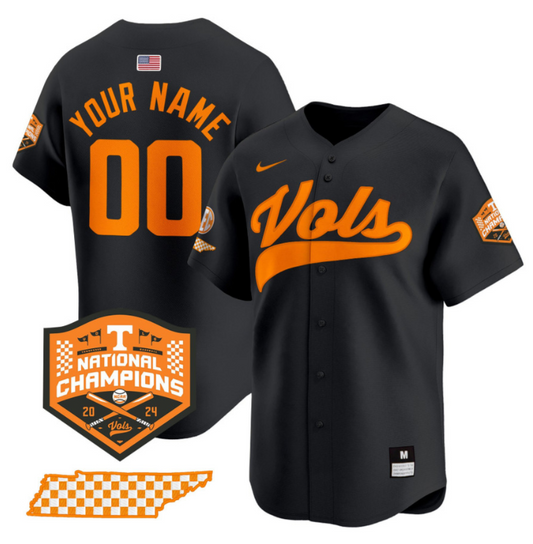 Custom Tennessee Volunteers Jersey 2024 Champions Premier Stitched Black