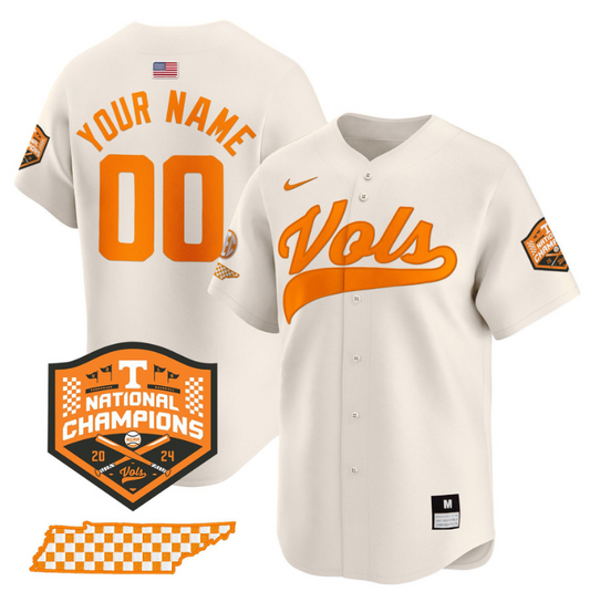 Custom Tennessee Volunteers Jersey 2024 Champions Premier Stitched Cream