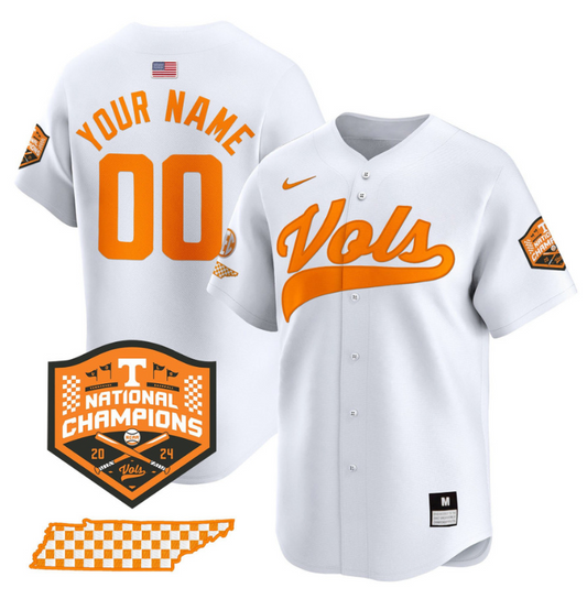 Custom Tennessee Volunteers Jersey 2024 Champions Premier Stitched White
