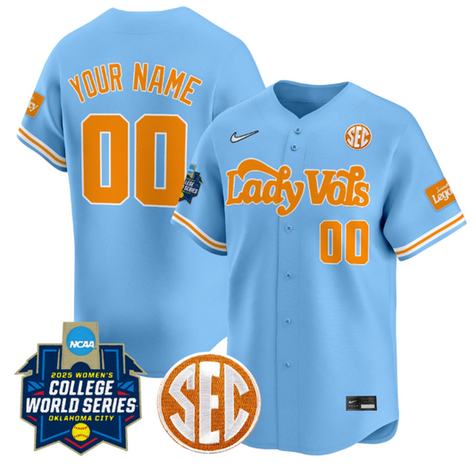Custom Tennessee Volunteers Jersey Softball 2025 World Series Stitched Blue