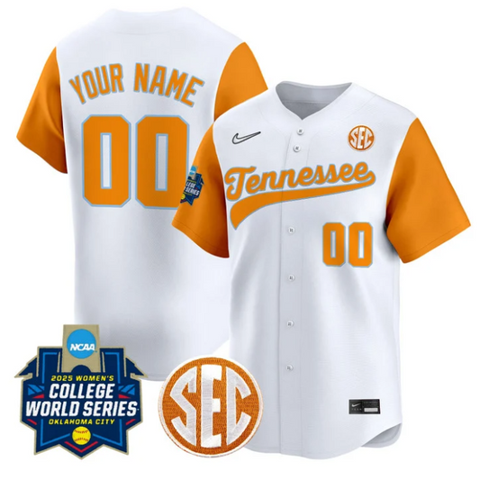 Custom Tennessee Volunteers Jersey Softball 2025 World Series Stitched White