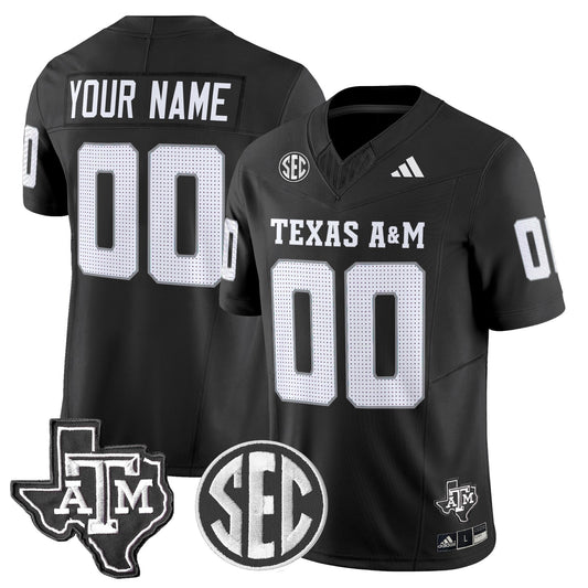 Custom Texas A&M Aggies Jersey Name, Number  2025 Vapor Stitched Black