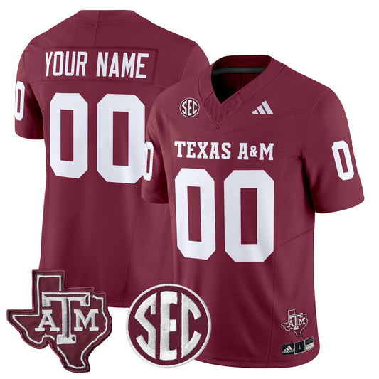 Custom Texas A&M Aggies Jersey Name, Number  2025 Vapor Stitched Maroon