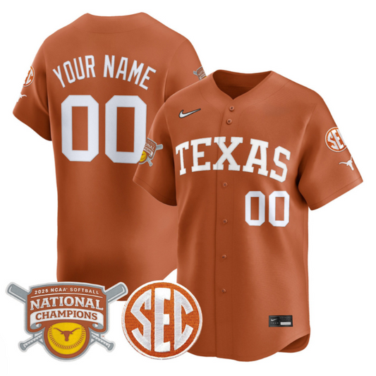Custom Texas Longhorns Jersey 2025 National Championsn Stitched Orange