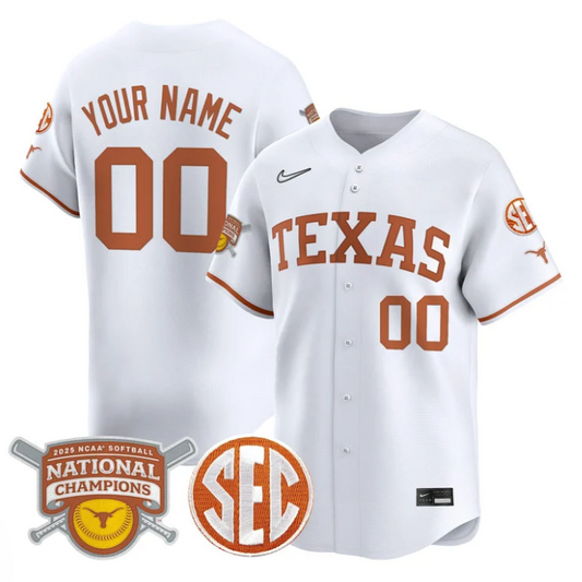 Custom Texas Longhorns Jersey 2025 National Championsn Stitched White