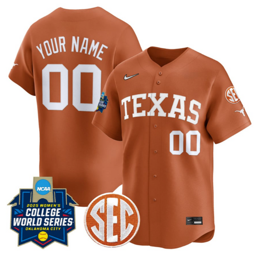 Custom Texas Longhorns Jersey 2025 Softball World Series Stitched Orange