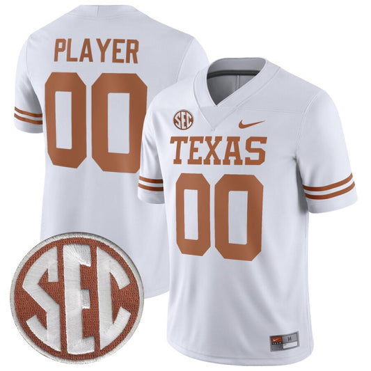 Custom Texas Longhorns Jersey Name and Number College Football White Away Game – All Stitched