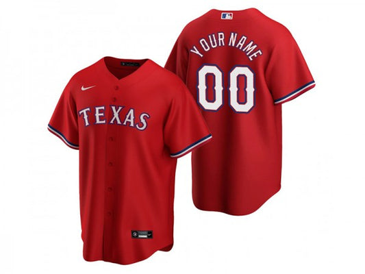 Custom Texas Rangers Cool Base Jersey Red