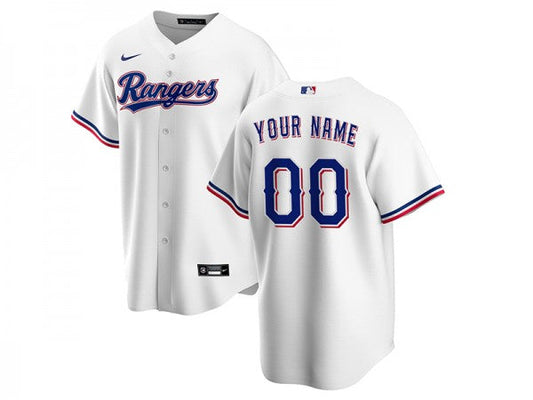 Custom Texas Rangers Cool Base Jersey White