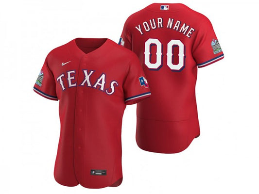 Custom Texas Rangers Flex Base Jersey Red
