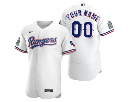 Custom Texas Rangers Flex Base Jersey White