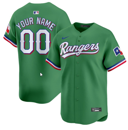 Custom Texas Rangers Jersey Name and Number Green All Stitched