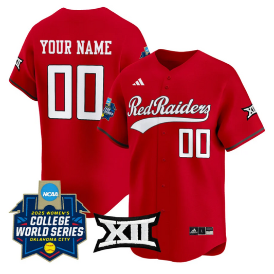Custom Texas Tech Red Raiders Jersey Softball 2025 World Series Stitched Red