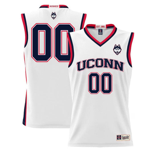Custom UConn Huskies College Basketball Name and Number White