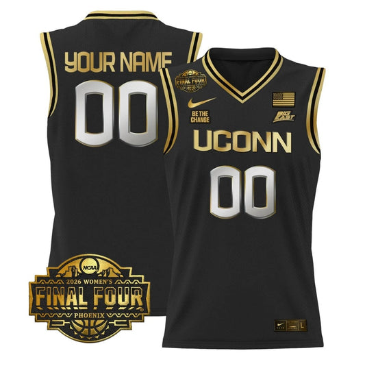 Custom UConn Huskies Jersey 2026 Tournament Final Four Stitched Black Gold