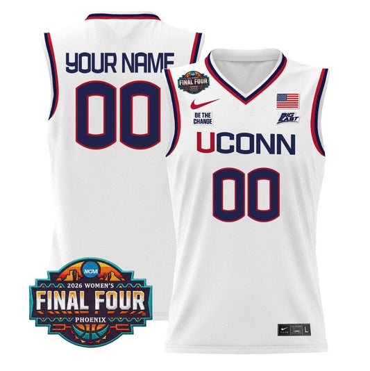 Custom UConn Huskies Jersey 2026 Tournament Final Four Stitched White