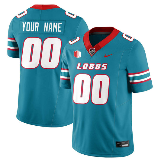 Custom UNM Lobo Football Jersey Name, Number 2025 All Stitched Turquoise