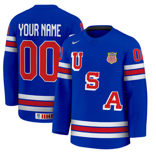 Custom USA Hockey Jersey Name and Number 2025 Premium Stitched Away
