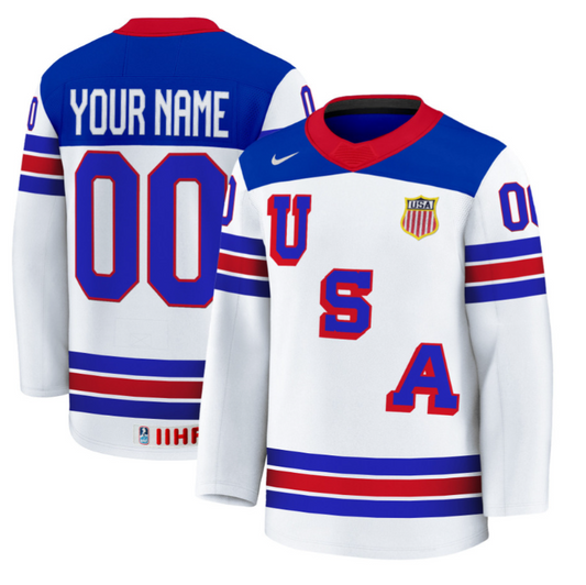 Custom USA Hockey Jersey Name and Number 2025 Premium Stitched Home