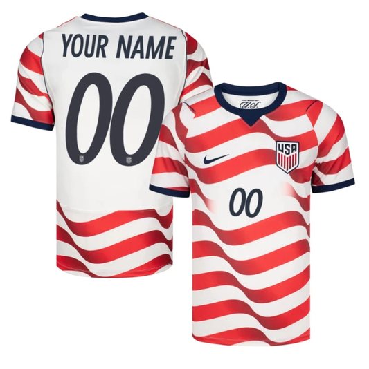 Custom USMNT Jersey Name, Number 2026 World Cup Match Stitched Stripes Soccer