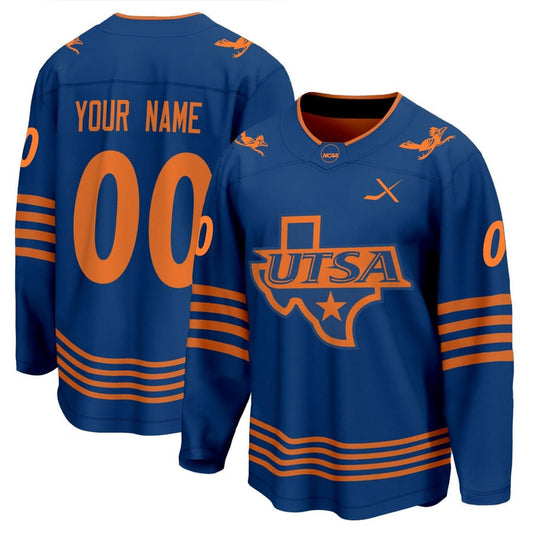 Custom UTSA Hockey Jersey Name and Number All Stitched Navy