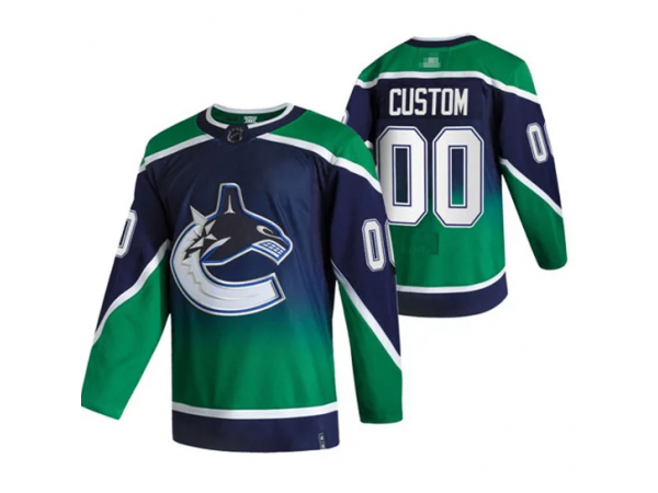Custom Vancouver Canucks Black&Green Reverse Retro Jersey