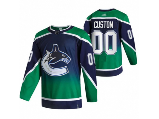 Custom Vancouver Canucks Black&Green Reverse Retro Jersey