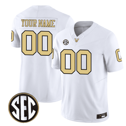 Custom Vanderbilt Commodores Jersey Name and Number College Football Stitched White