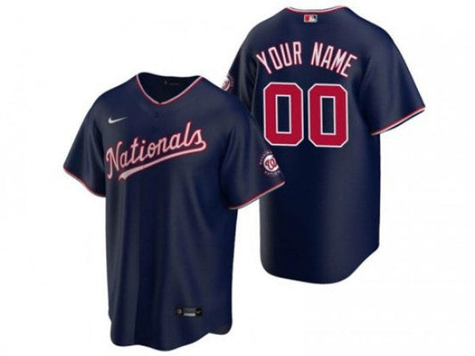 Custom Washington Nationals Cool Base Jersey - Navy