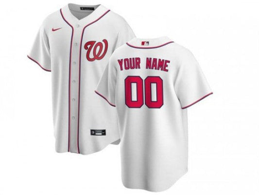 Custom Washington Nationals Cool Base Jersey - White